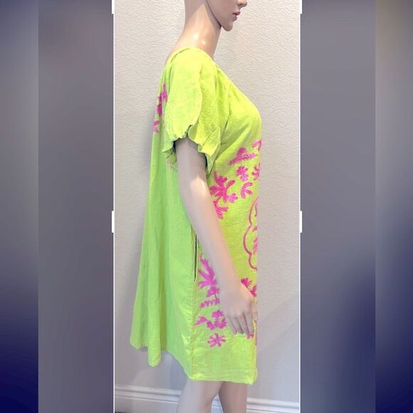 Uncle Frank floral cotton shift dress w/ embroidery - Picture 2 of 7